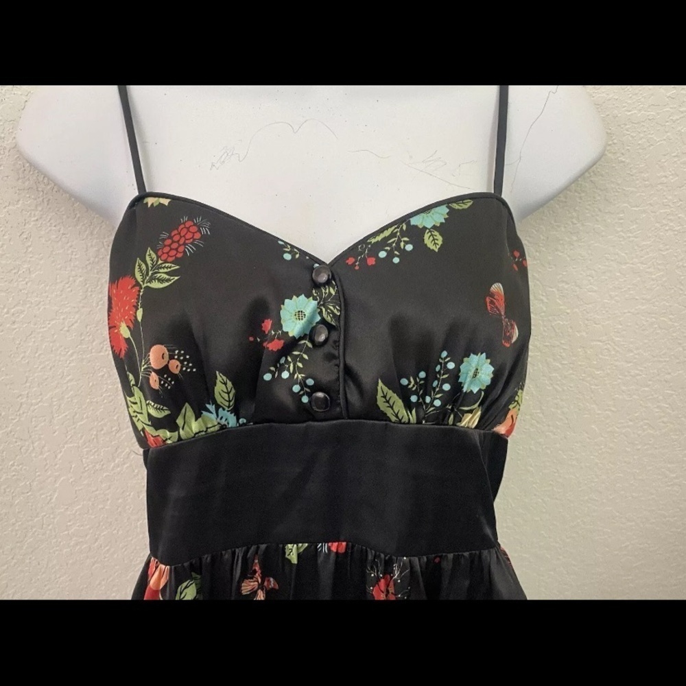 My Michelle Floral Strappy Sun Slip Dress Black Juniors 5/6 Floral Goth Emo​​​​​ - Picture 3 of 13